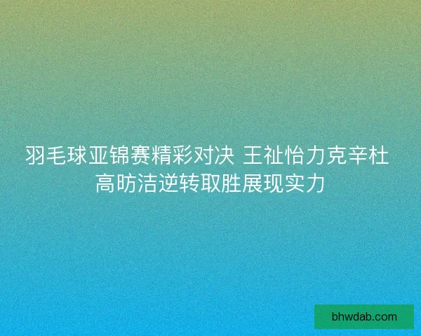 羽毛球亚锦赛精彩对决 王祉怡力克辛杜 高昉洁逆转取胜展现实力