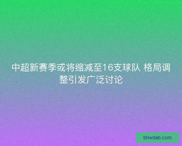 中超新赛季或将缩减至16支球队 格局调整引发广泛讨论