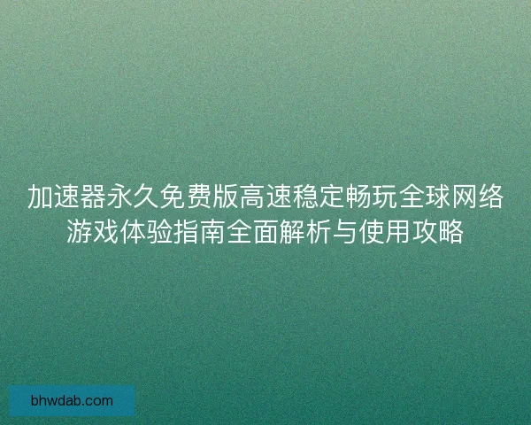 加速器永久免费版高速稳定畅玩全球网络游戏体验指南全面解析与使用攻略
